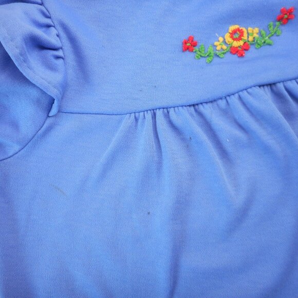Vintage Sears Perma-Prest Turtleneck Toddler Size 4T Blue Floral Embellishment - Picture 6 of 15